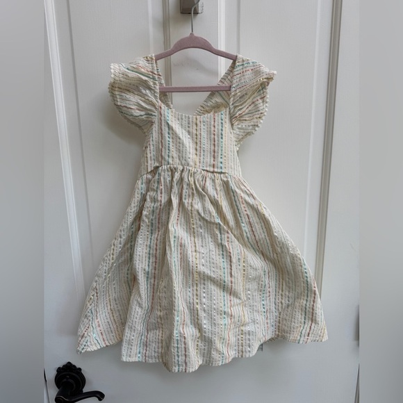Old Navy 3T Girls Multicolor Stripe Flutter Short Sleeve Dress - Picture 1 of 5